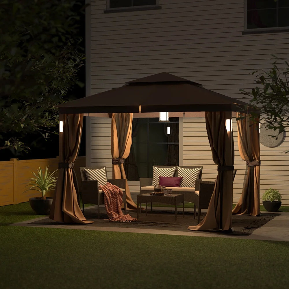10x12 Gazebo Soft Top Canopy Tent with Mosquito Netting Q916