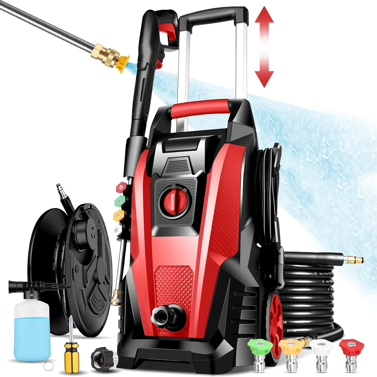 Electric Power Washer with 5 Nozzles and Hose Reel M855952