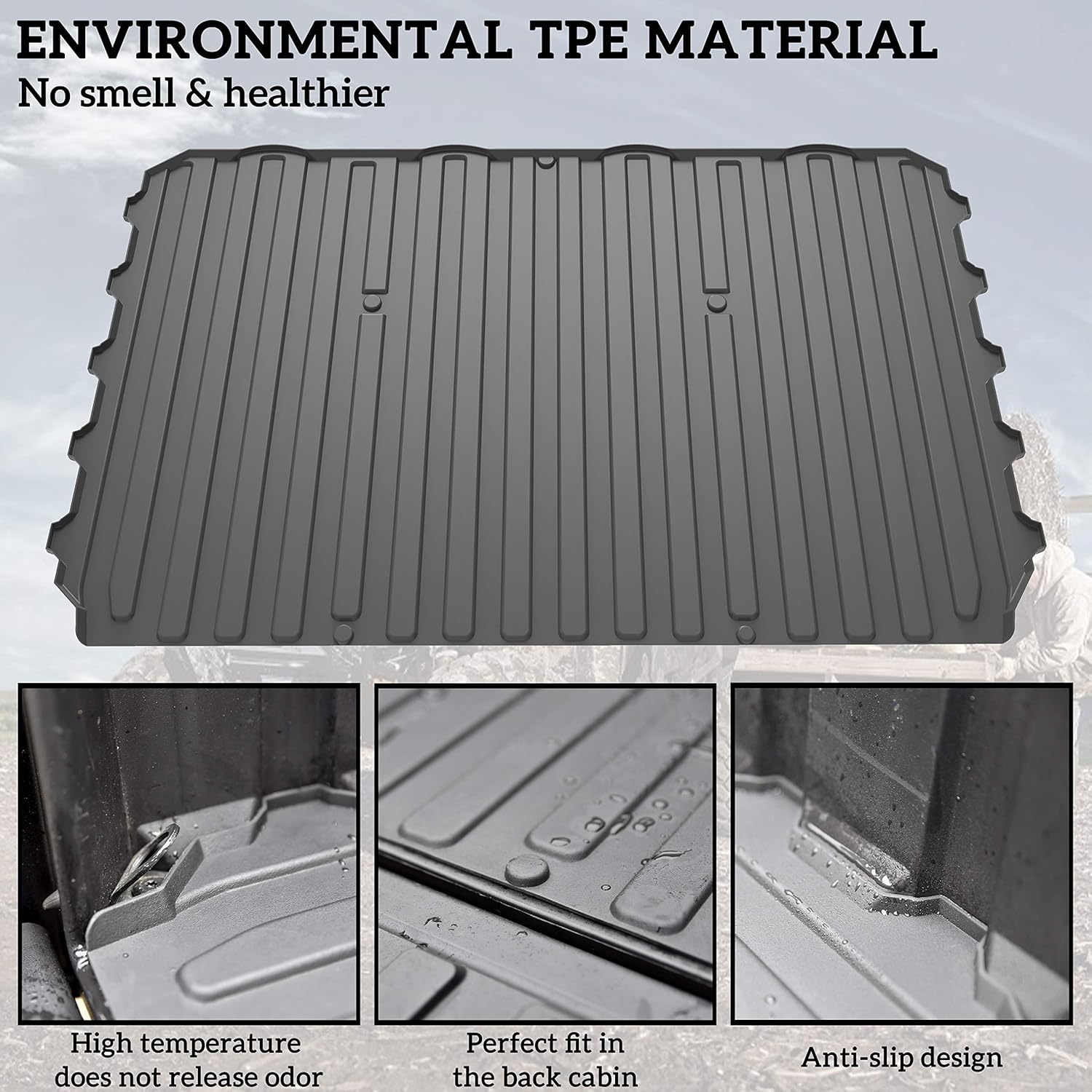 Rubber Bed Mat Liner for Polaris Ranger XP 1000 Crew D9786