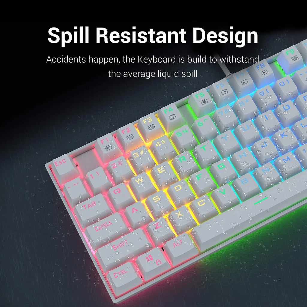 White 87 Key RGB Mechanical Gaming Keyboard N2818