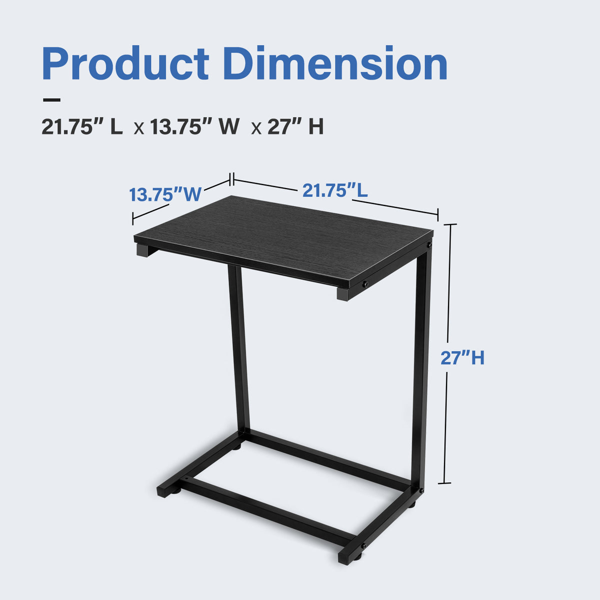 C Shaped Sofa Side End Table with Hardwood Surface, Black A514436