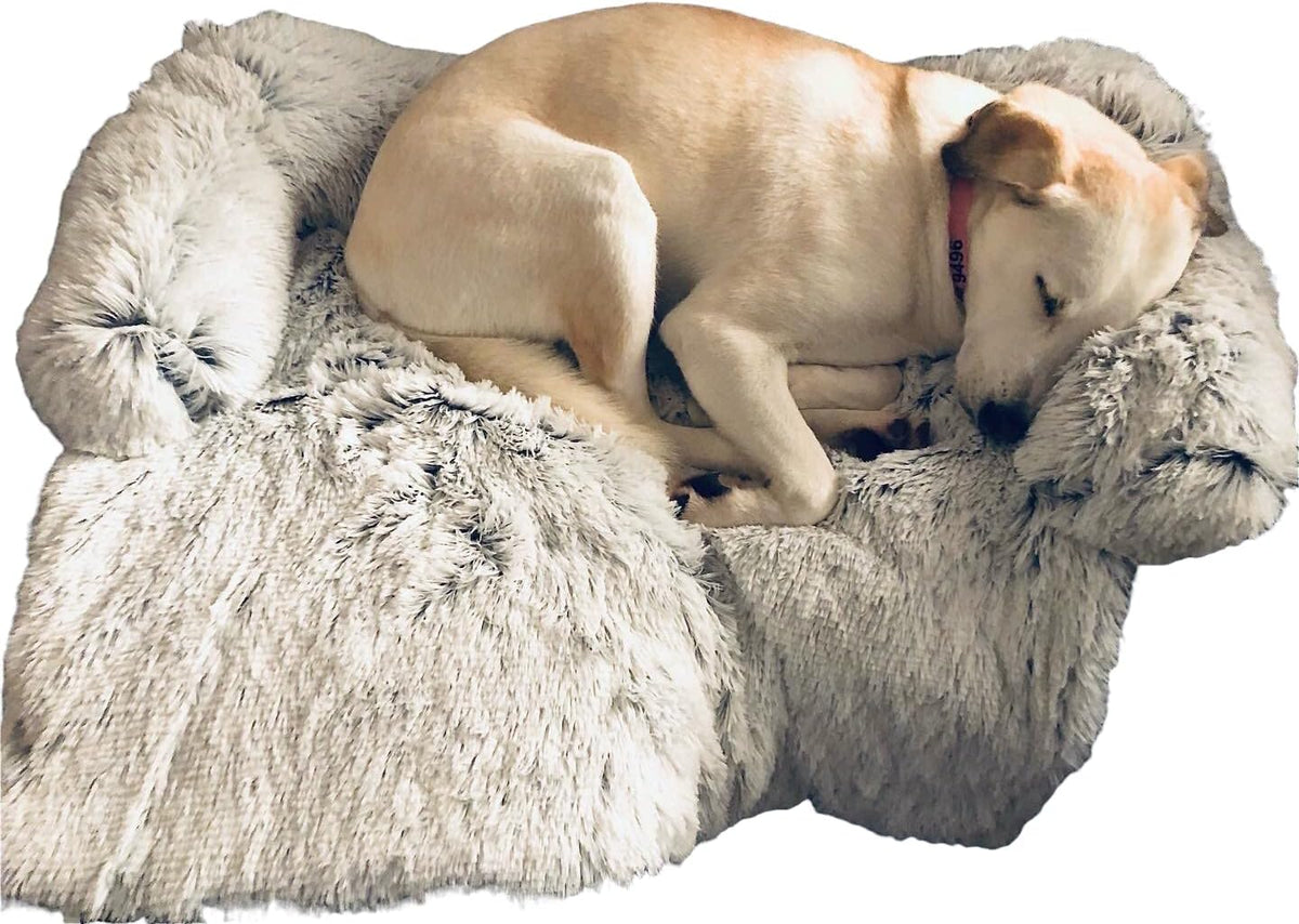 Large Pack of 2 Waterproof Soft Fluffy Dog Bed Mat with Removable Washable Cover B472042