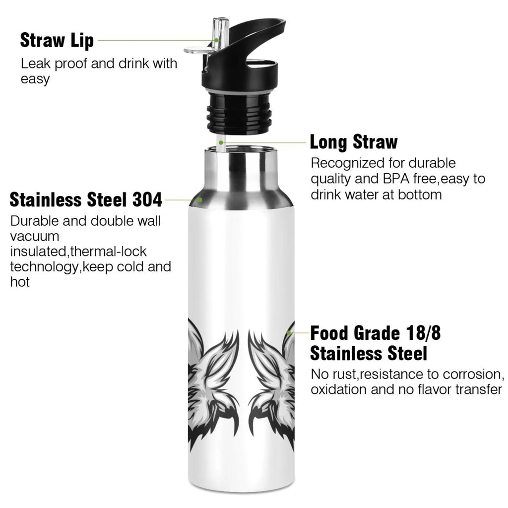 Stainless Steel Insulated Thermos Vacuum Flask Water Bottle with Straw Lid S777665