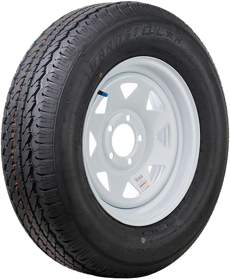 Tire Mounted Trailer Wheel, ST205/75R15, 5x4.5 Bolt Circle, Spoke-White M2011