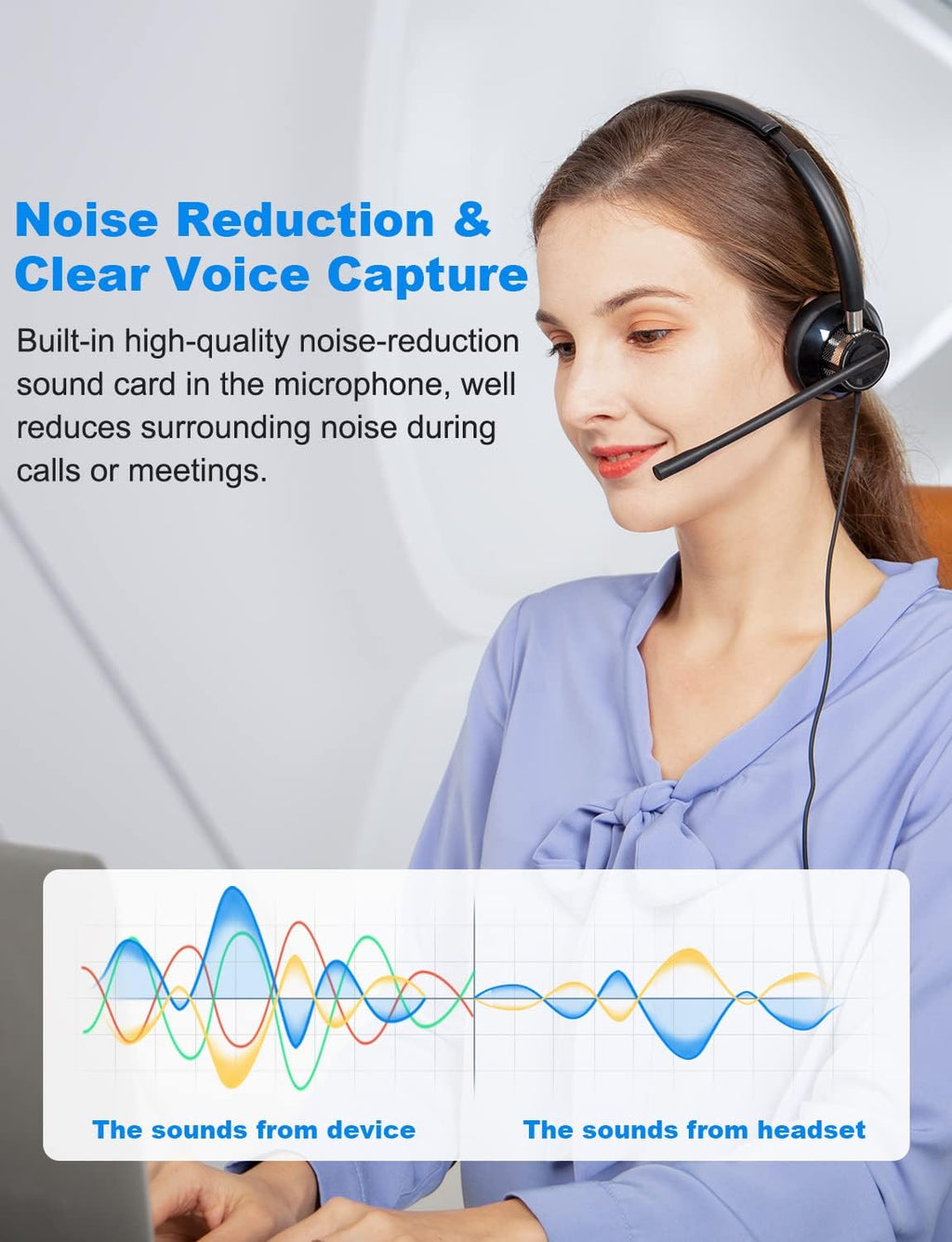 USB Headset with Microphone, Wired, Pack of 2 S856428