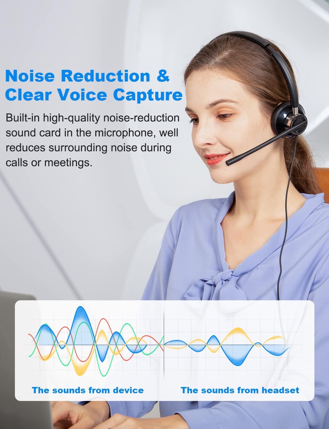 USB Headset with Microphone, Wired, Pack of 2 S856428