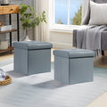 Gray Faux Leather Folding Storage Ottoman Bench, Set of 2 Q591