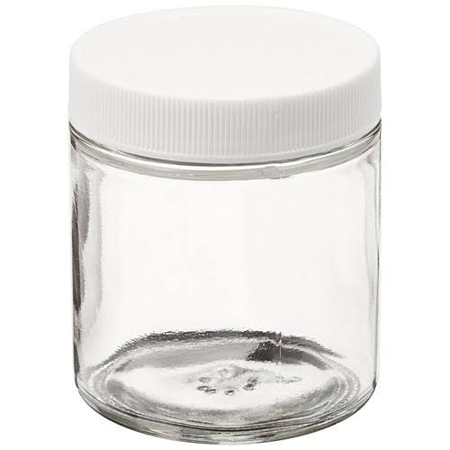 8oz Clear Glass Wide Mouth Jar with White Closure P195