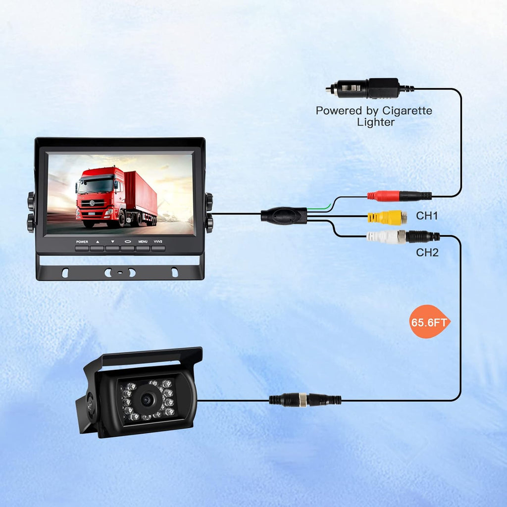 RV Backup Camera with 7 Inch Monitor Kit 18 IR LED Rear View Camera Q257075
