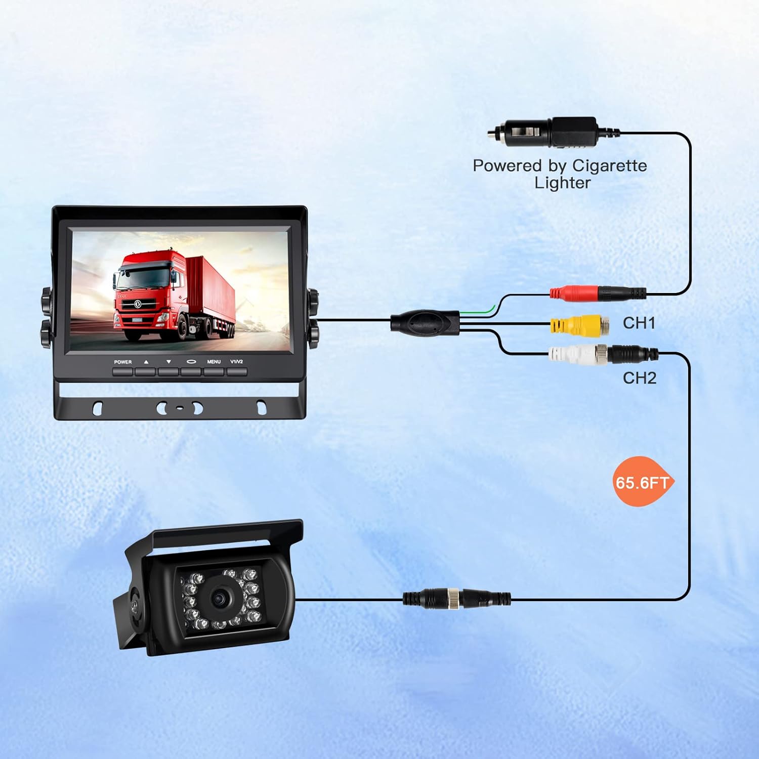 RV Backup Camera with 7 Inch Monitor Kit 18 IR LED Rear View Camera Q257075