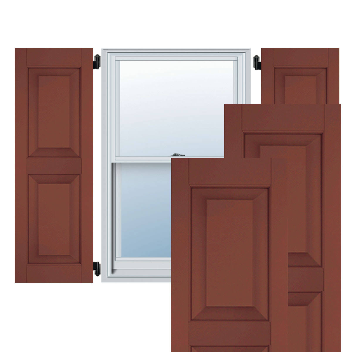 12x22W x 74x22H Exterior Real Wood Pine Raised Panel Shutters (Per Pair), Country Redwood E375410