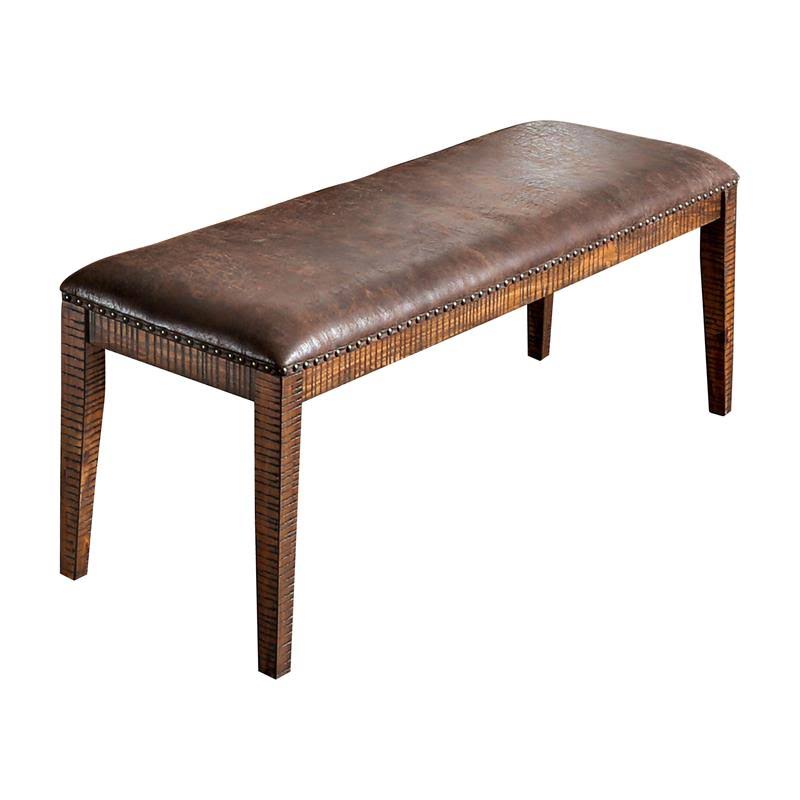 Solid Wood Nailhead Trim Bench in Dark Oak D60053