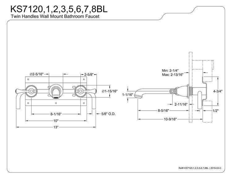 Polished Brass Center Wall Mount Bathroom Faucet P329