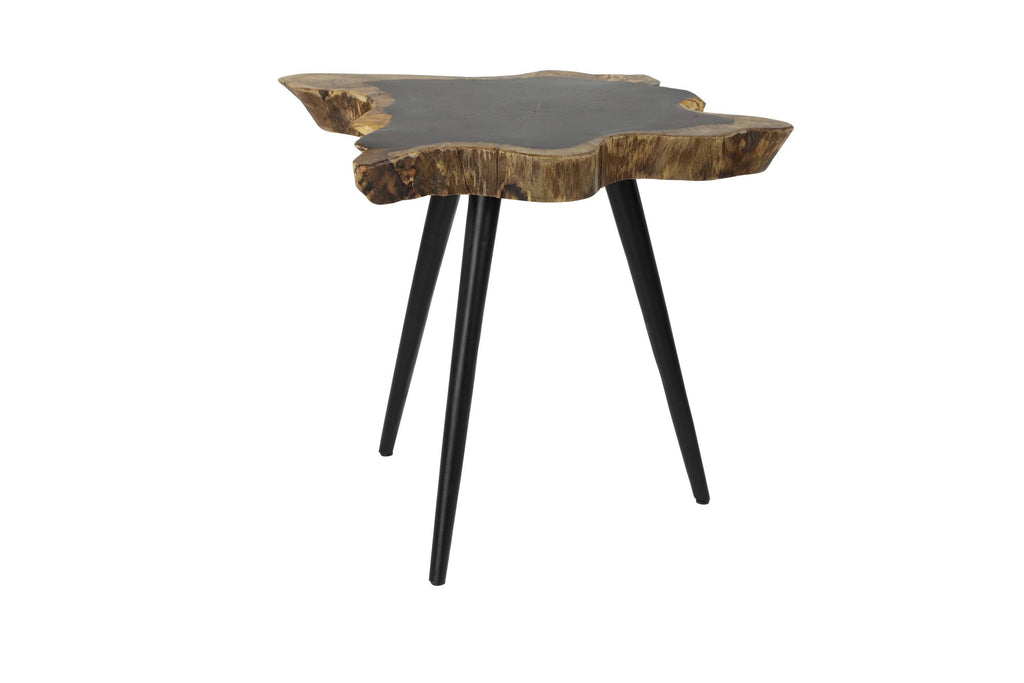 Brown Rosewood and Metal Accent Table O1815