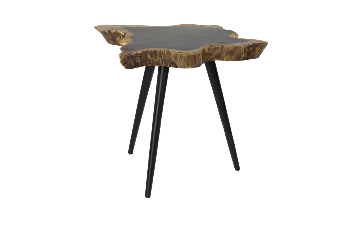Brown Rosewood and Metal Accent Table O1815