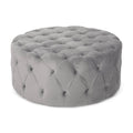 Gray Round Tufted Velvet Ottoman U721957