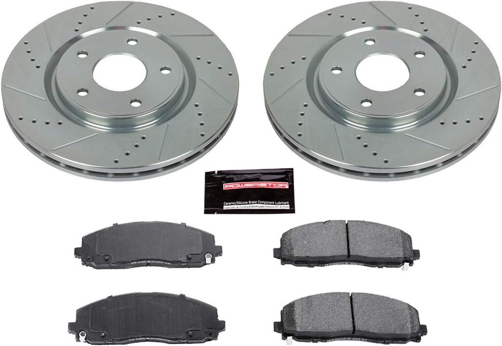 Z23 Carbon Fiber Brake Pads with Drilled & Slotted Brake Rotors Kit W878