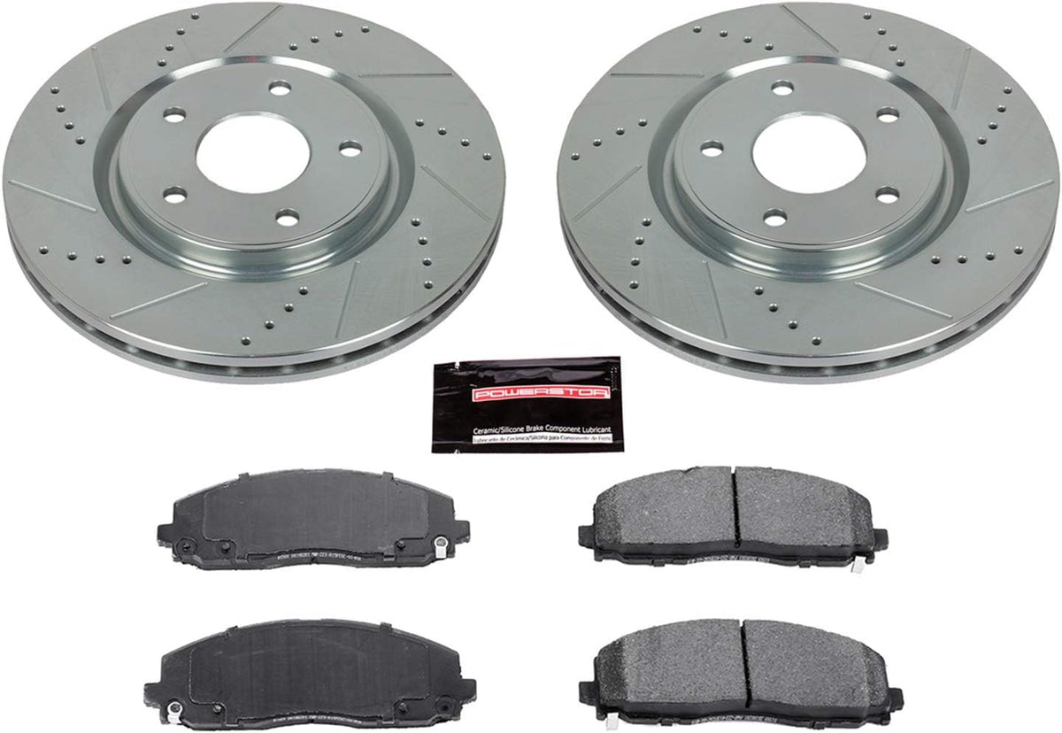 Z23 Carbon Fiber Brake Pads with Drilled & Slotted Brake Rotors Kit W878