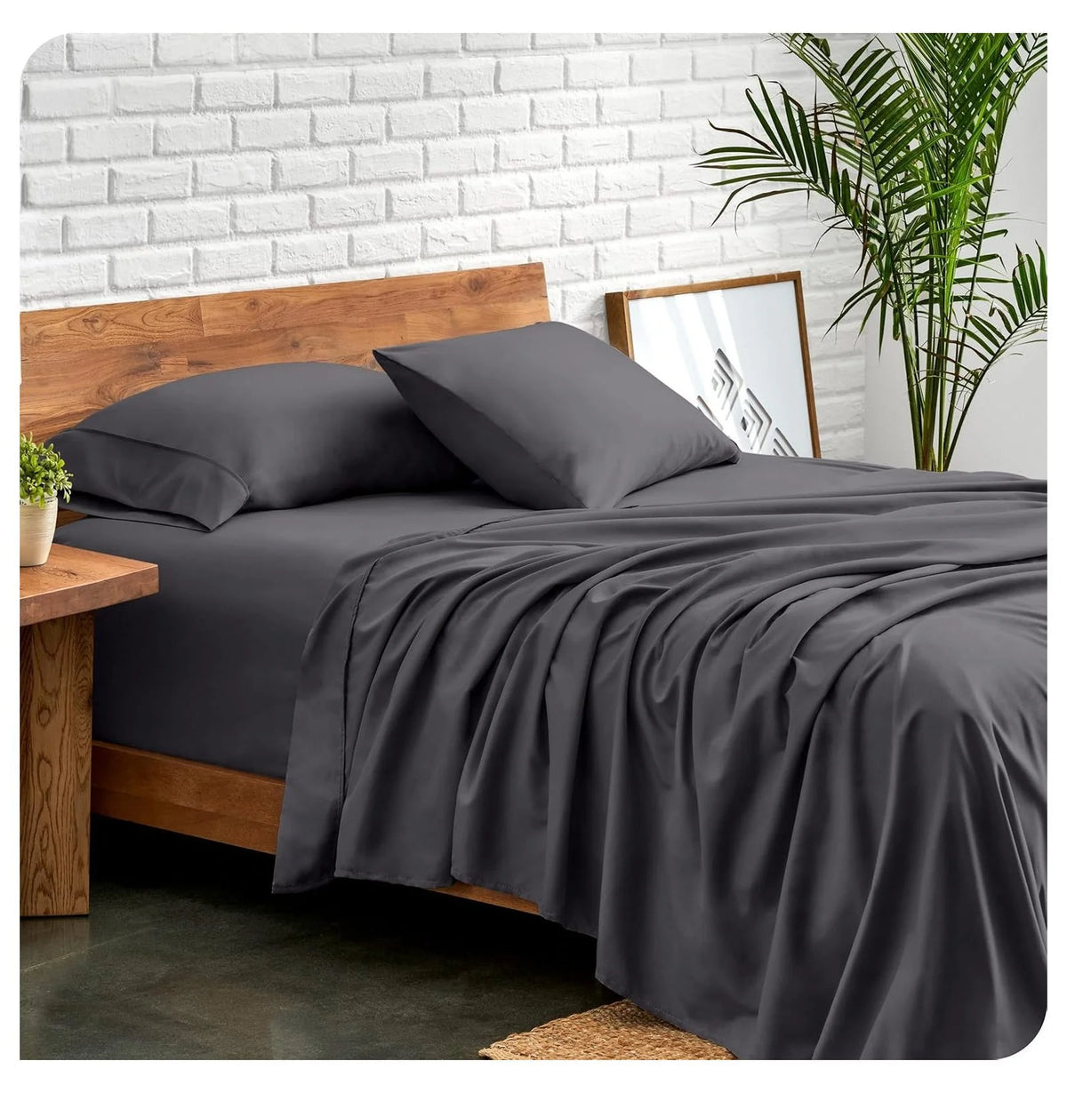Short Queen 4 Piece Microfiber Sheet Set with Deep Pockets L7101