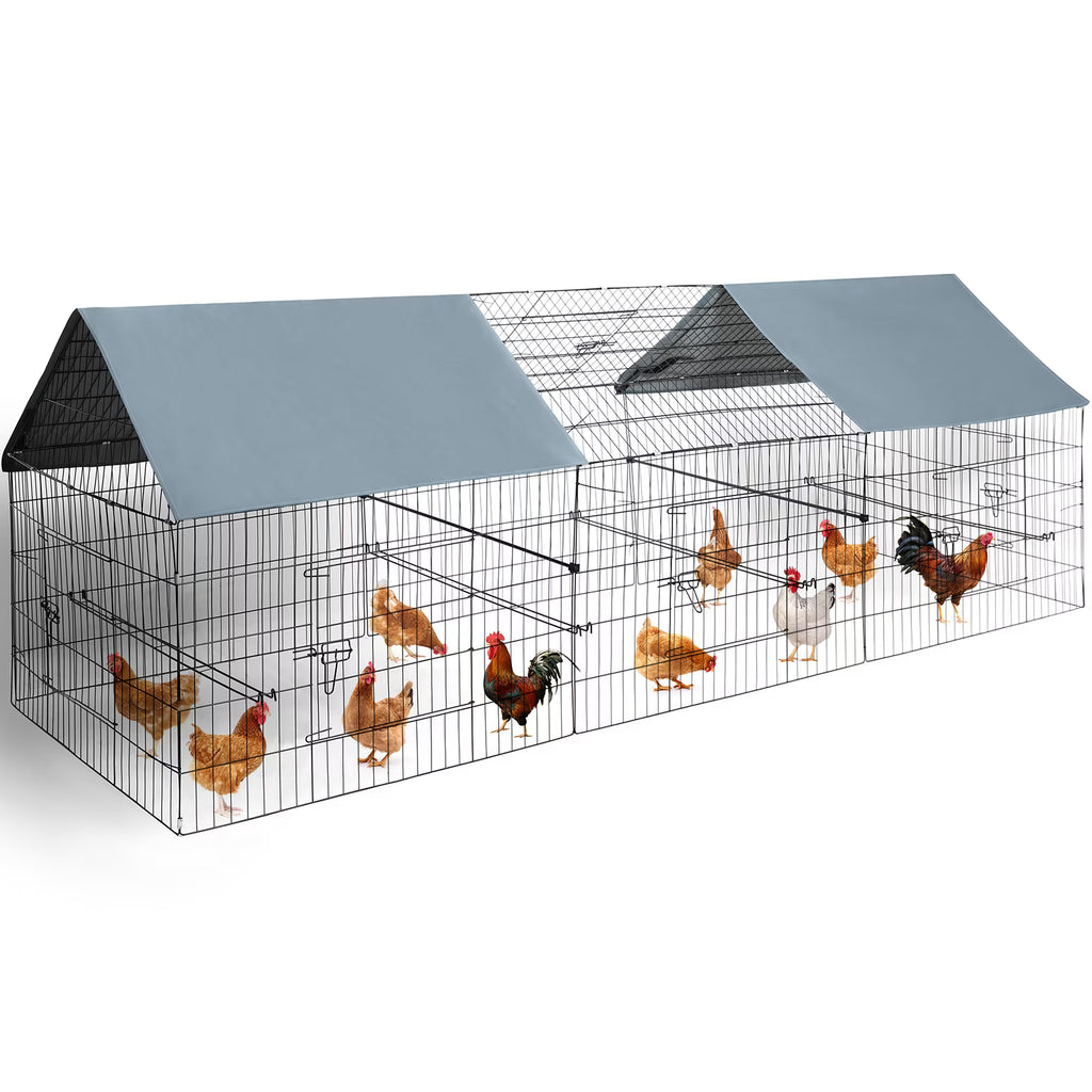Metal Chicken Coop Pet Playpen with 8 Doors J63786