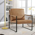 Camel PVC Leather Accent Chair with Metal Frame X13316