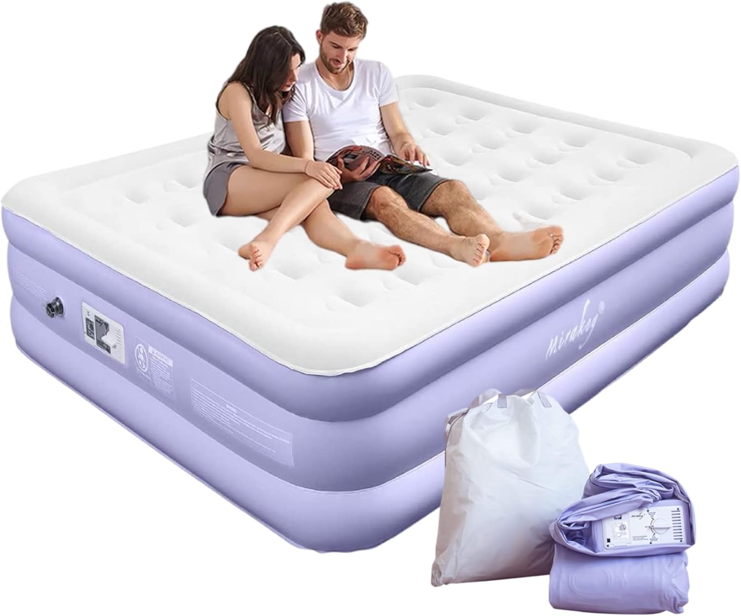 Light Blue Twin Air Mattress with Built in Pump, Pack of 2 J747