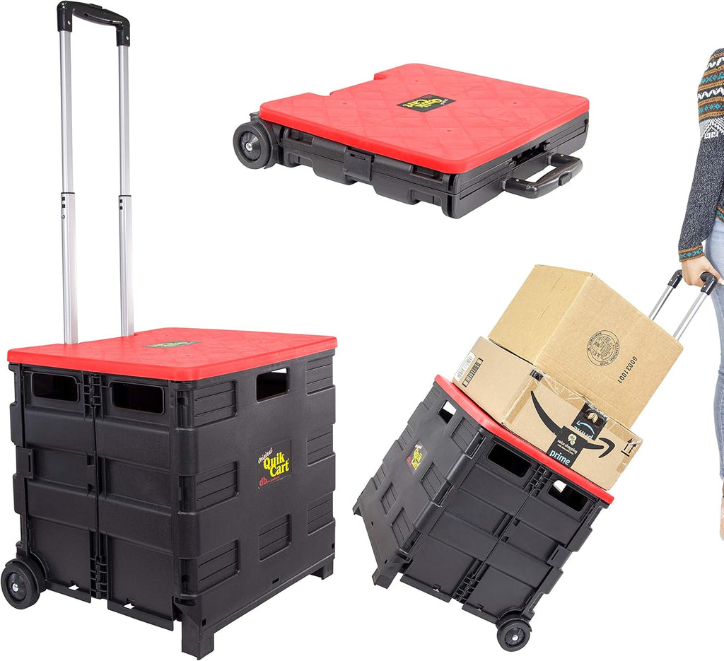 Black Heavy Duty Collapsible Utility Cart with Seat F100423