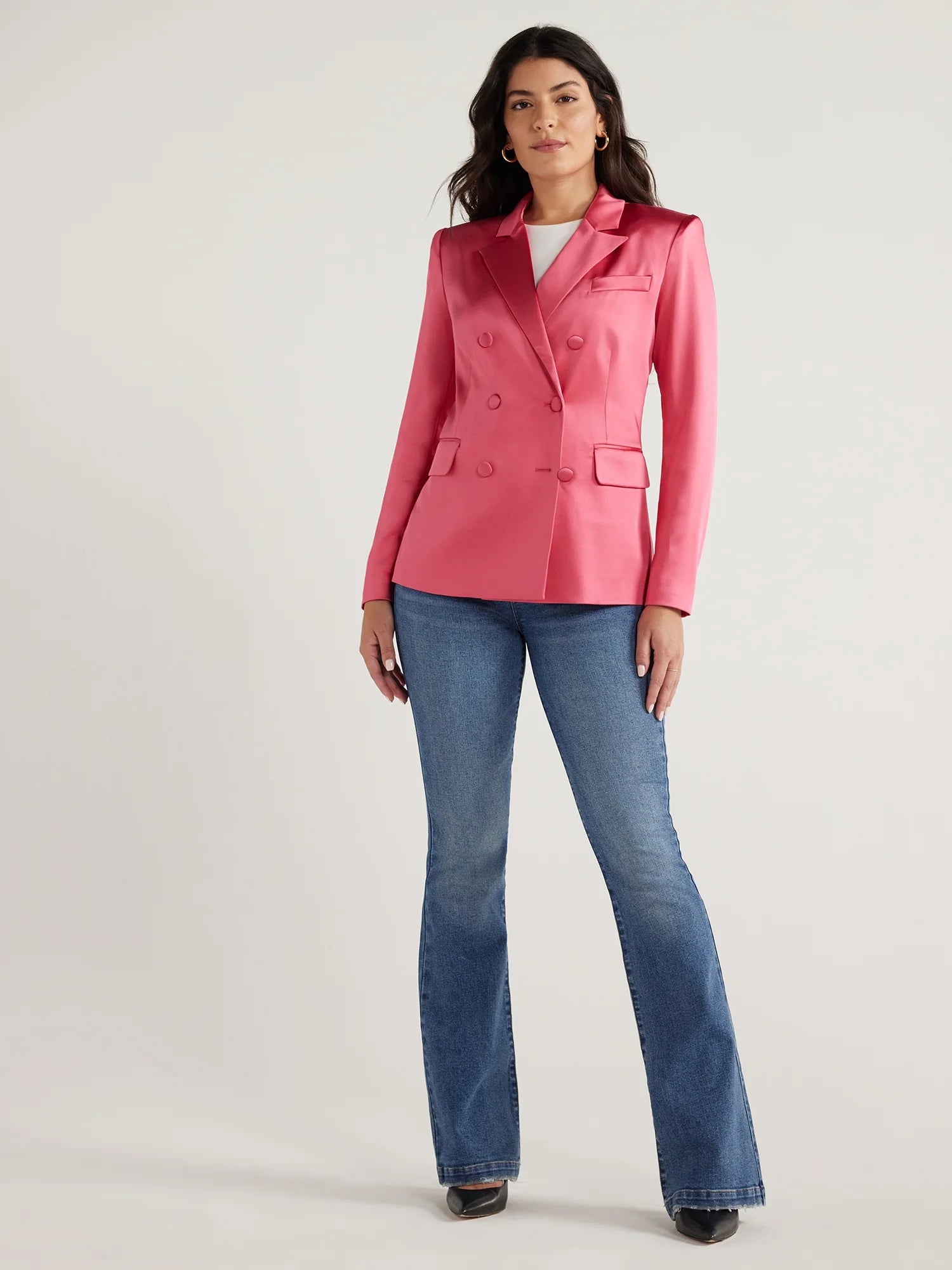 Stretch Satin Double Breasted Blazer G35500