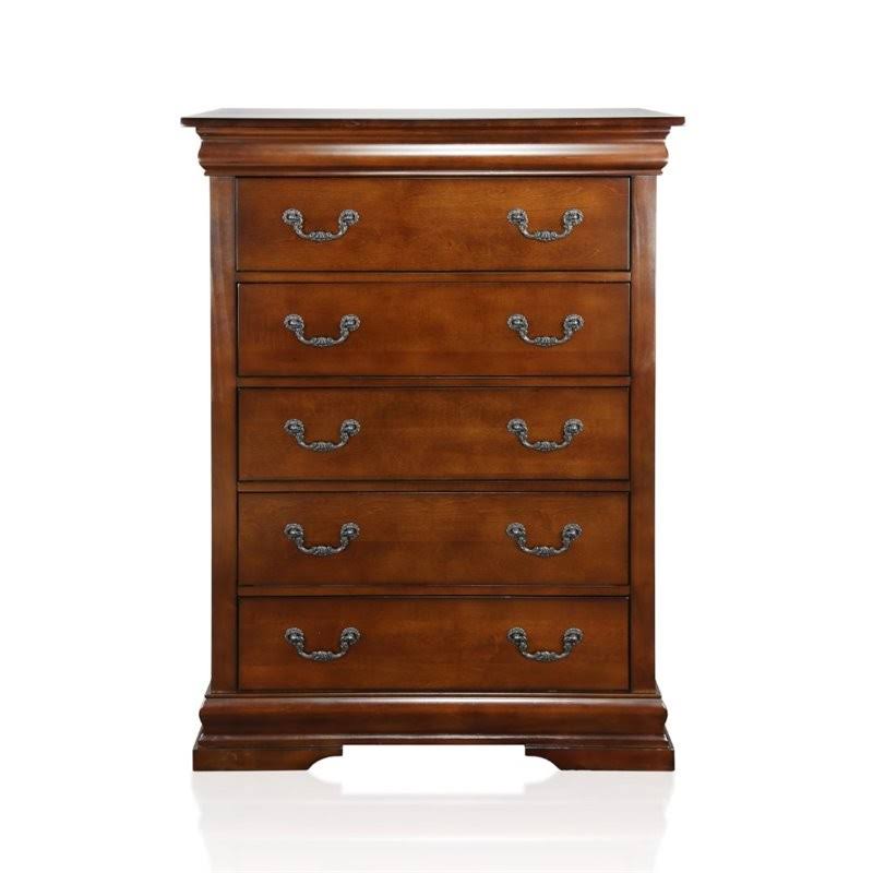 5 Drawer Chest in Brown Cherry T753