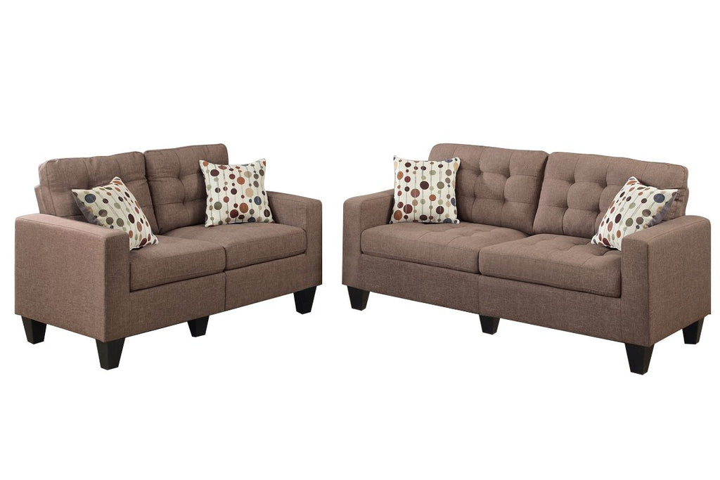 2pc Polyfiber Tufted Sofa Loveseat Couch V3018