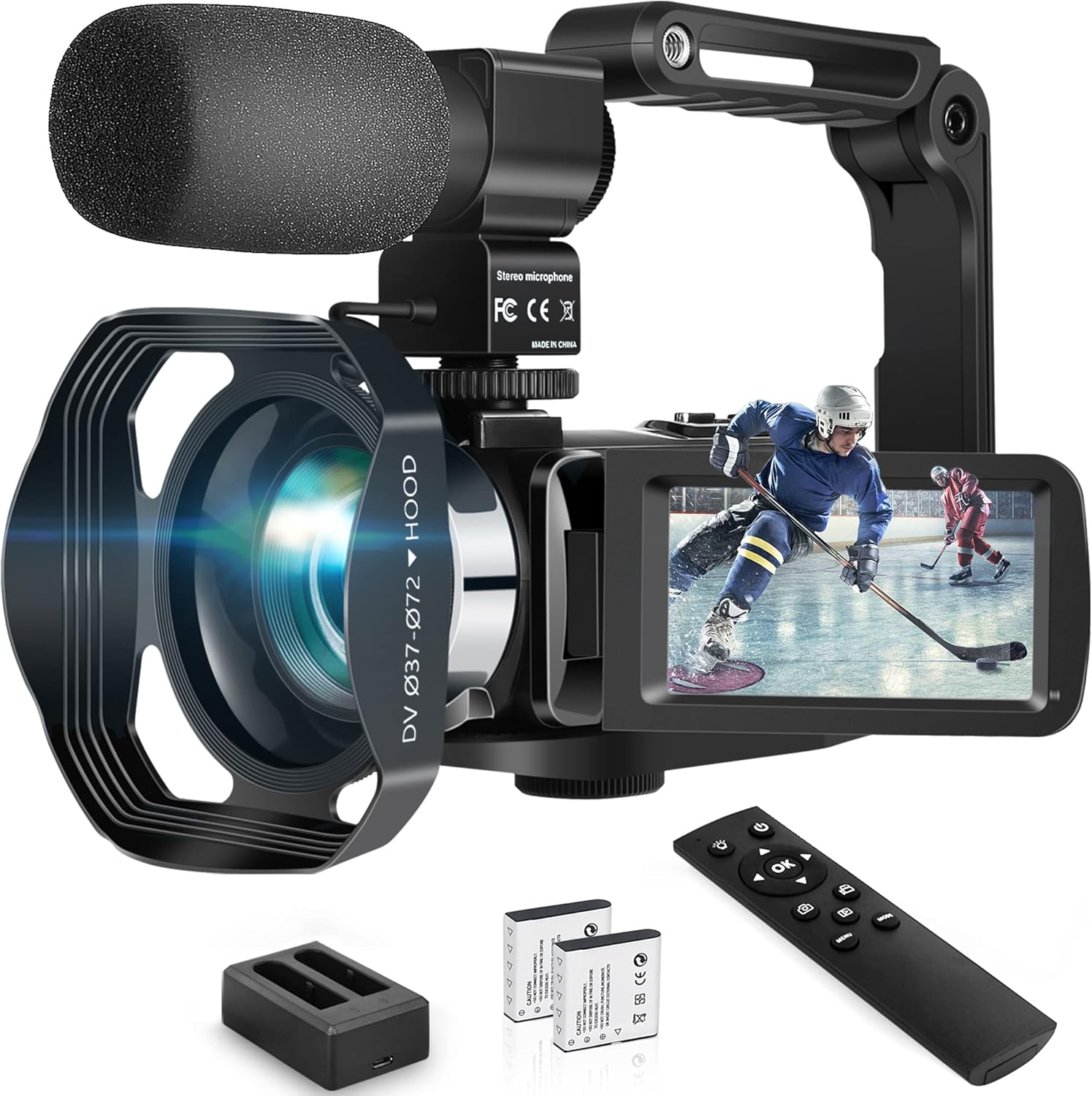 4K 48MP 60FPS Camcorder with Microphone and 2 Batteries T700