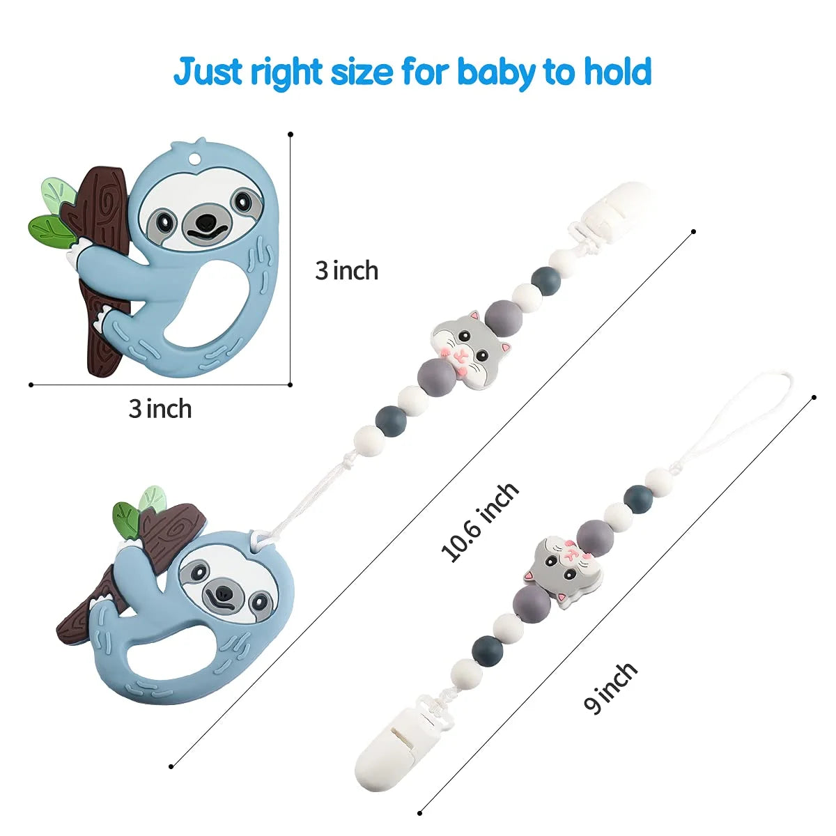 Silicone Baby Teething Toys with Pacifier Clip Holder Set L259