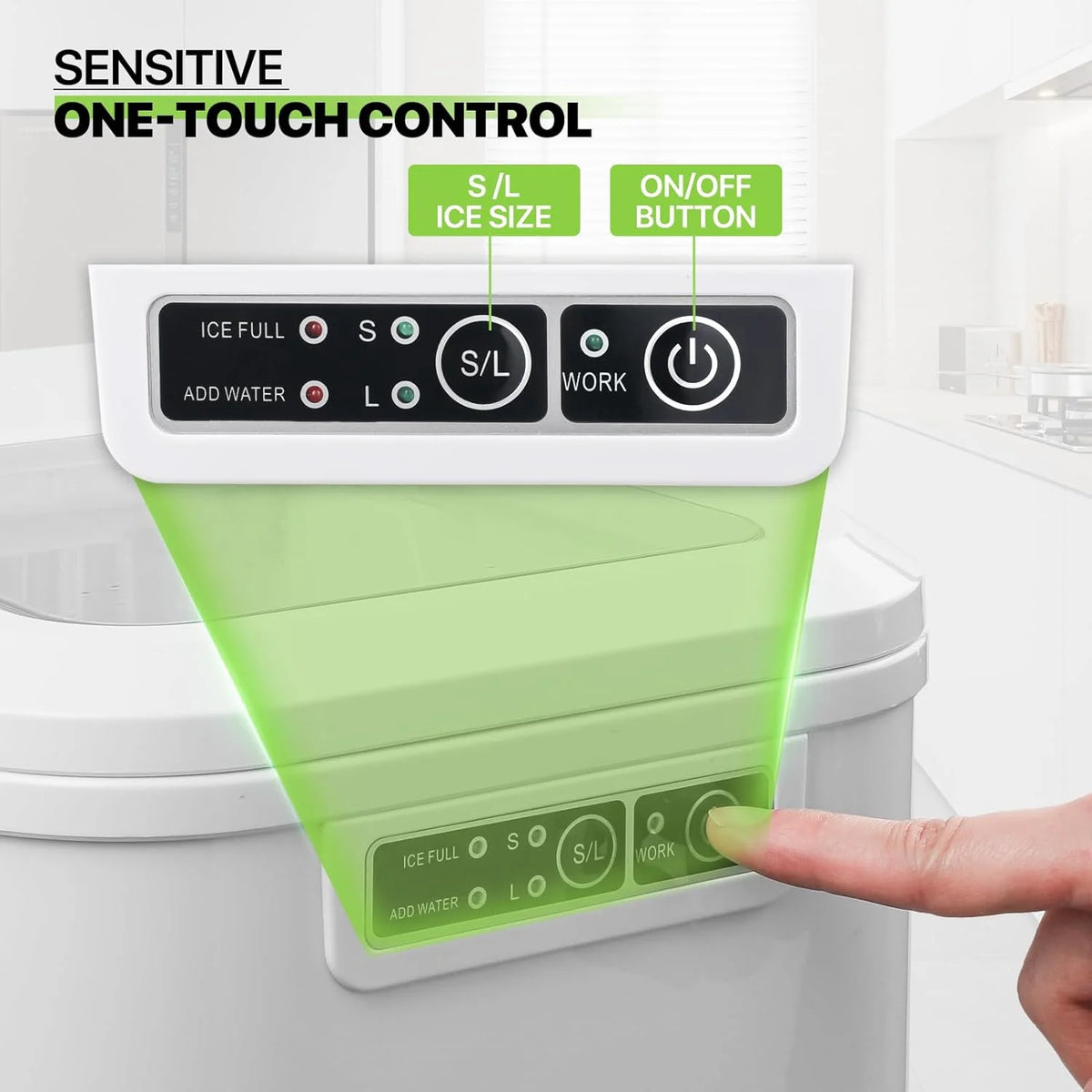 White Countertop Ice Maker Machine with Ice Scoop and Basket I13824