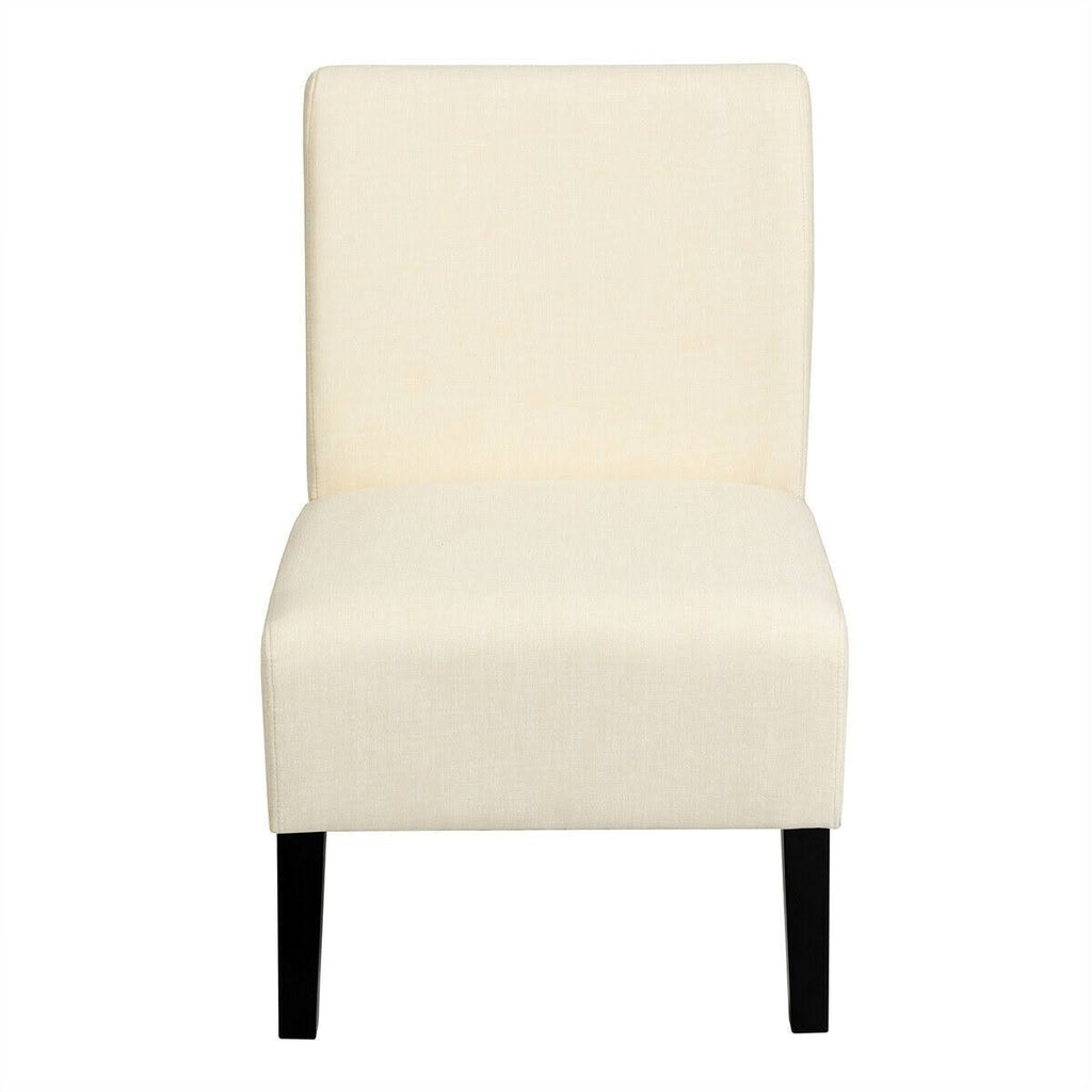 Beige Armless Accent Chair with Rubber Wood Legs T626168
