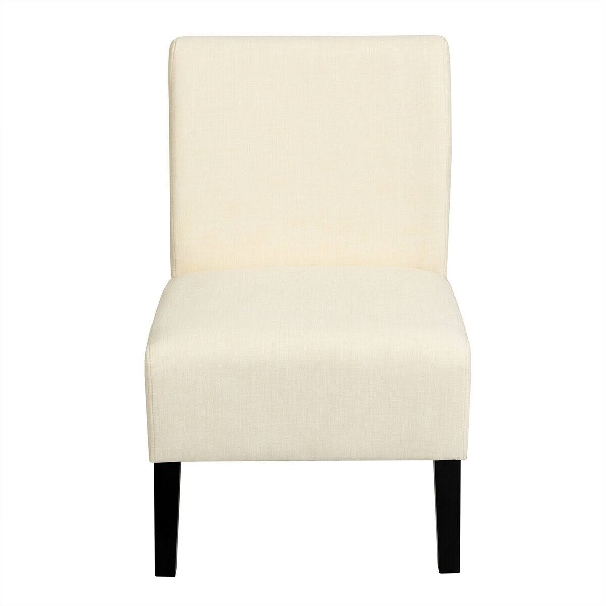 Beige Armless Accent Chair with Rubber Wood Legs T626168
