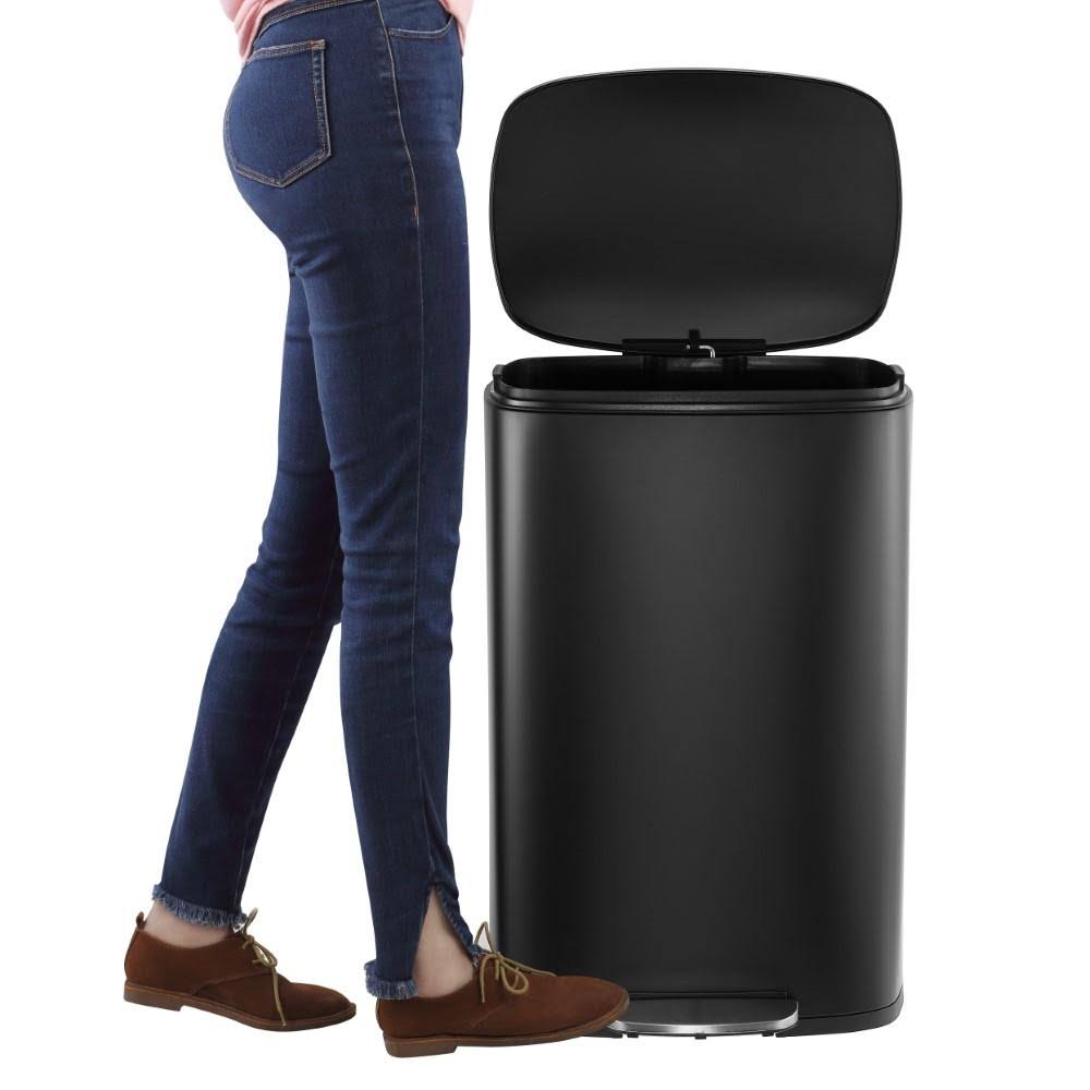 Rectangular 13-Gallon Stainless Steel Trash Can with Soft-Close Lid Z6786