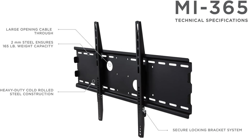 Low Profile Fixed TV Wall Mount, Heavy-Duty Flush Flat Screen Bracket, Universal VESA Up to 750x400 mm, 165 Lb Capacity, Pack of 2 D77792