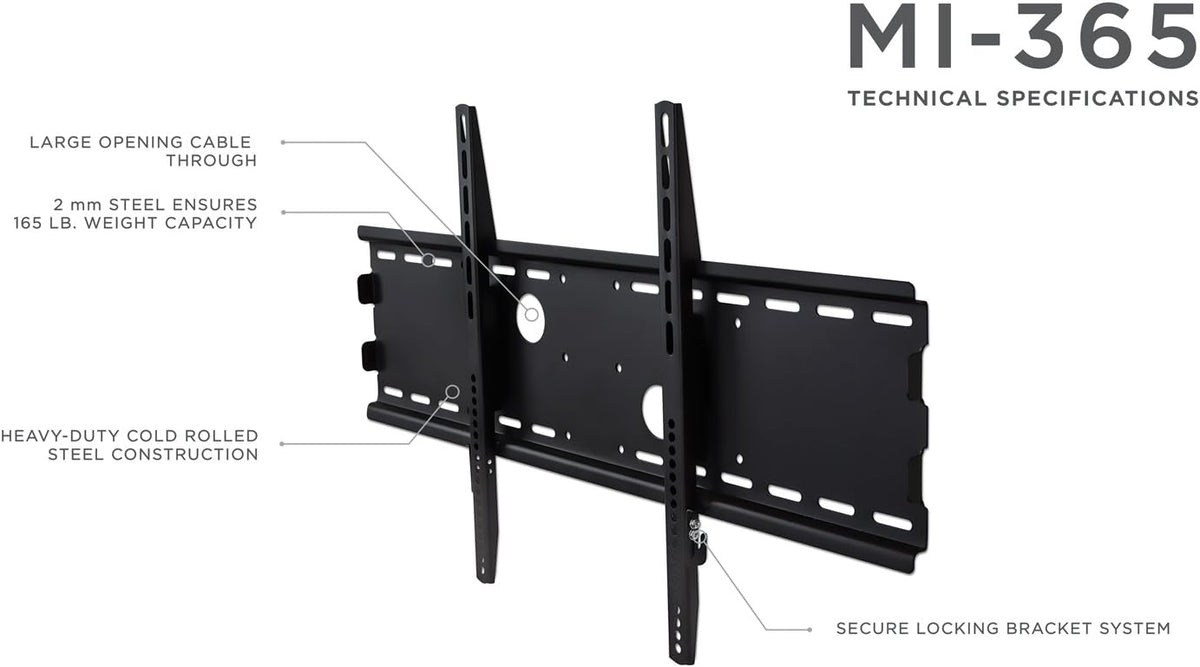 Low Profile Fixed TV Wall Mount, Heavy-Duty Flush Flat Screen Bracket, Universal VESA Up to 750x400 mm, 165 Lb Capacity, Pack of 2 D77792