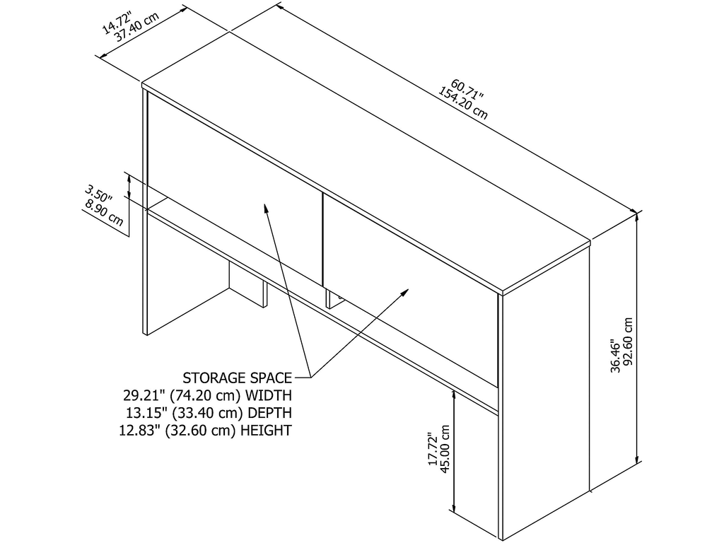 White Storm Gray Desk Hutch U448