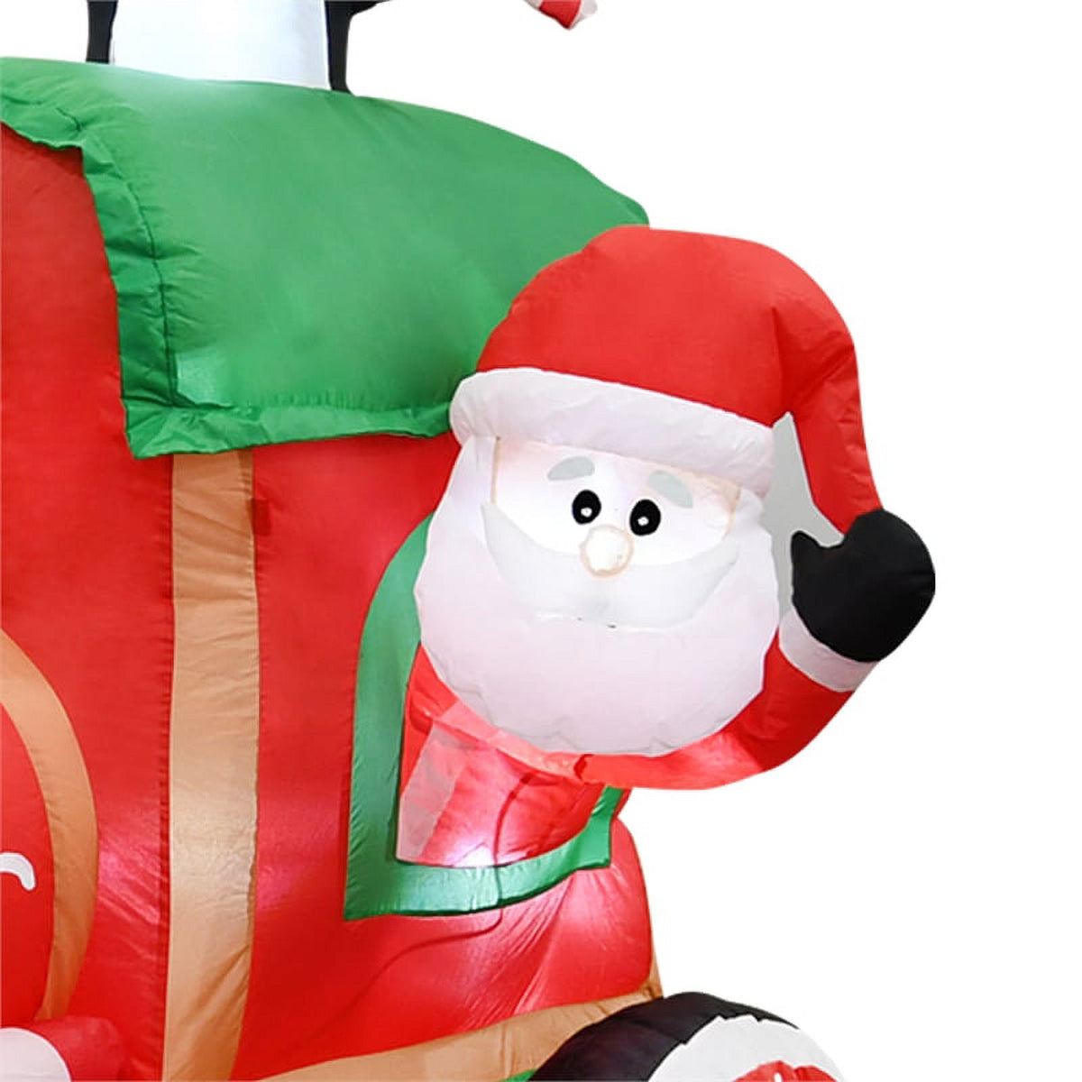 6.5FT Multi-Colored Christmas Penguins In The Train Inflatable I917971