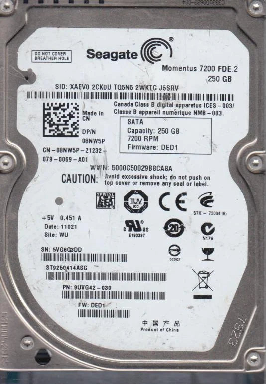 250GB SATA 2.5 Hard Drive J574216
