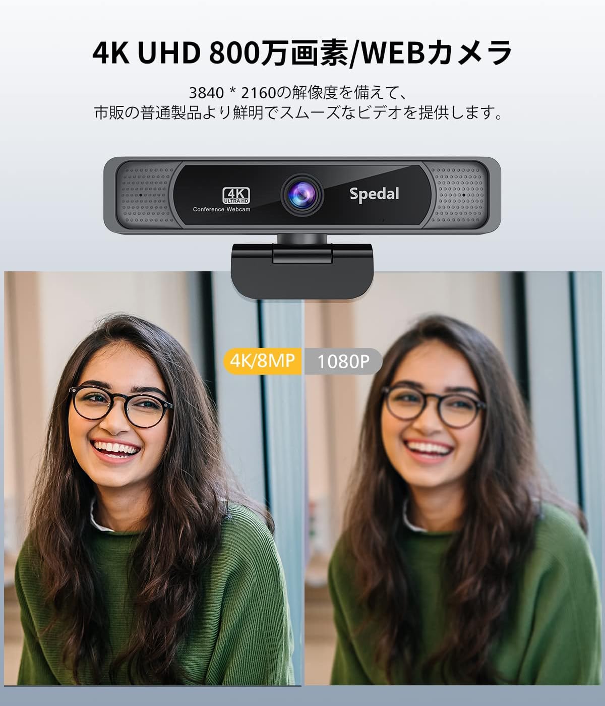 4K Webcam with Dual Microphones, 120° Wide Angle Zoomable Web Camera L900