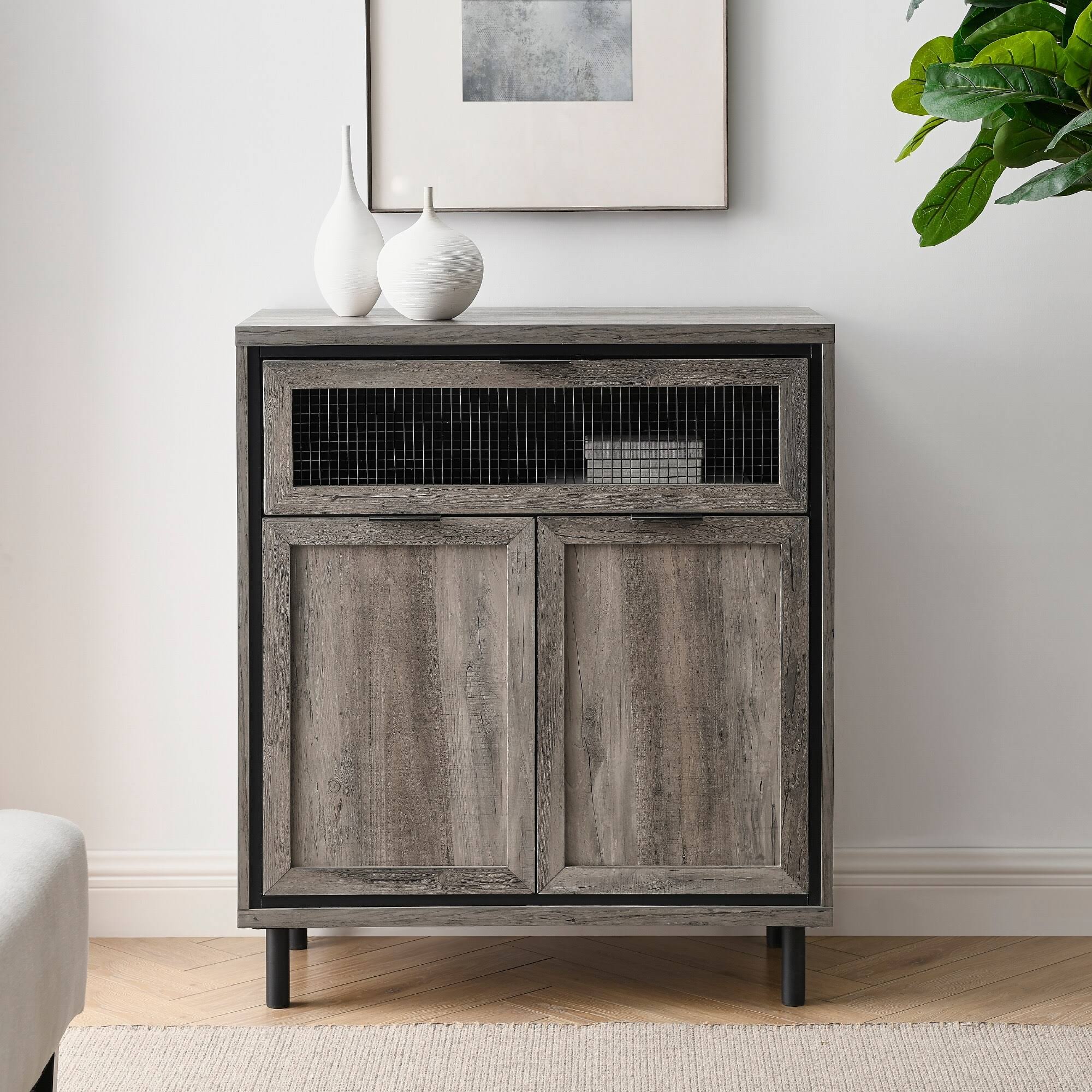 Grey Wash 2-Door Accent Cabinet X502
