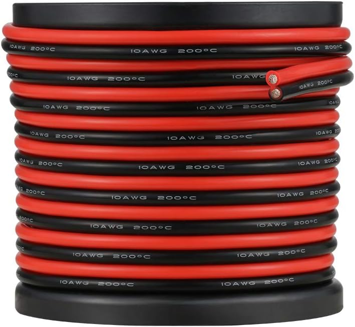10 Gauge 2 Conductor Parallel Silicone Wire Spool Red Black 50ft Stranded Copper Wire H52001