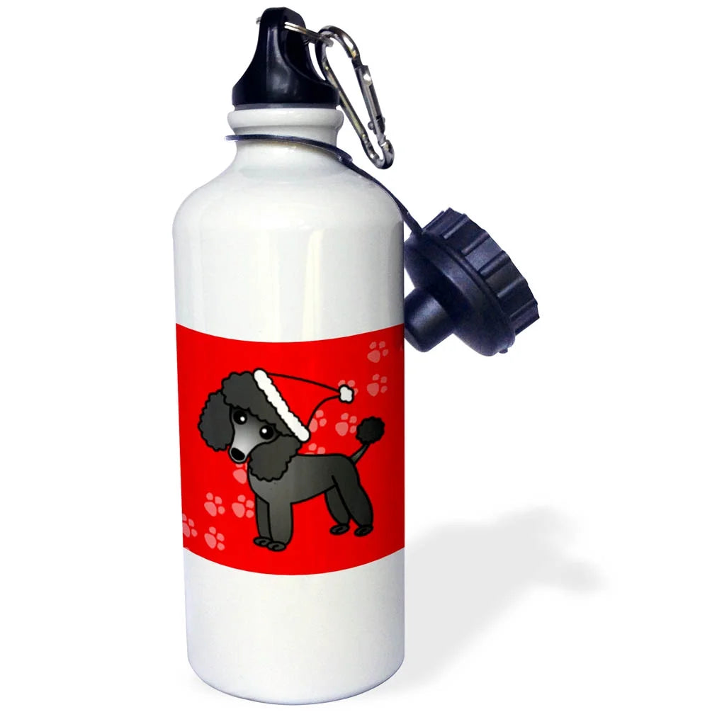 Black Poodle Santa Hat 21 oz Sports Water Bottle E91285