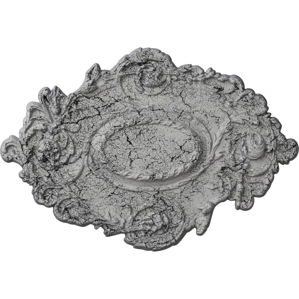Hand-Painted Ultra Pure White Crackle Ceiling Medallion B342565
