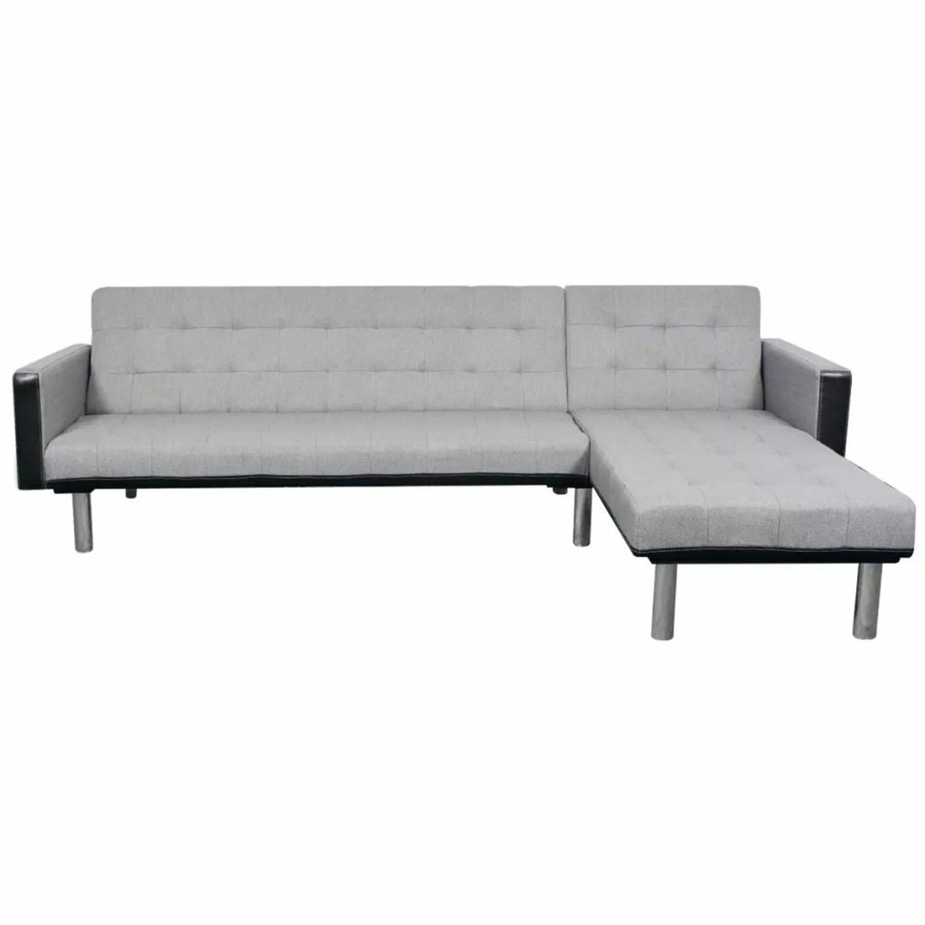 L-shaped Sofa Bed Fabric Black and Gray O73806
