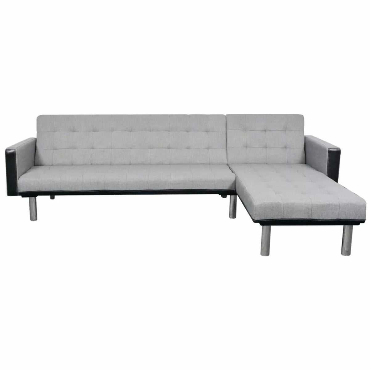 L-shaped Sofa Bed Fabric Black and Gray O73806