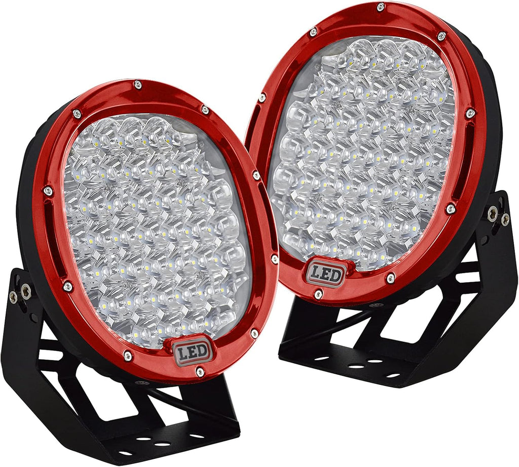 2PCS 96W Round Red LED Spot Driving Work Light 9 Inch E330840