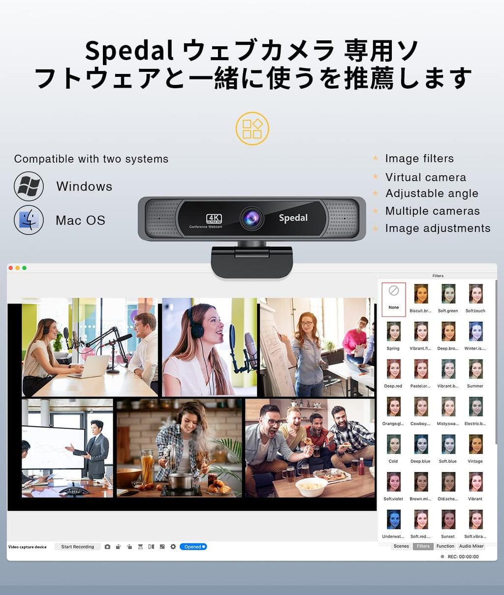 4K Webcam with Dual Microphones, 120° Wide Angle Zoomable Web Camera L900